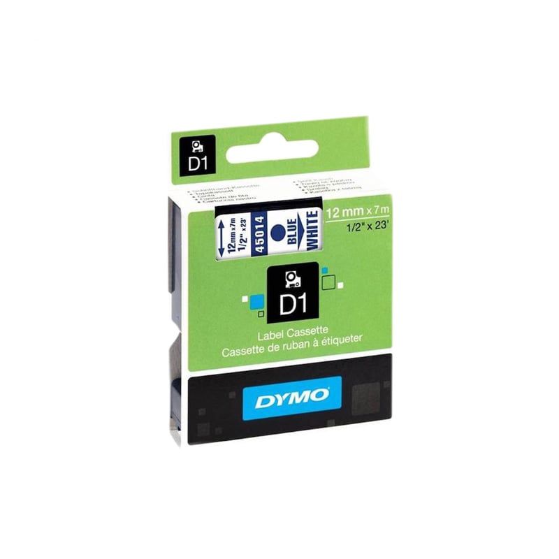 Dymo Tape 45014, 12 x 7 m, blue letters/white background