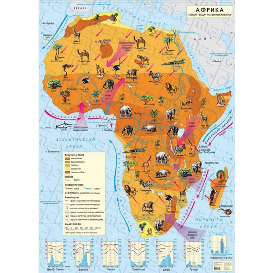 Wall map of Africa, climate, 100 x 140 cm, laminated