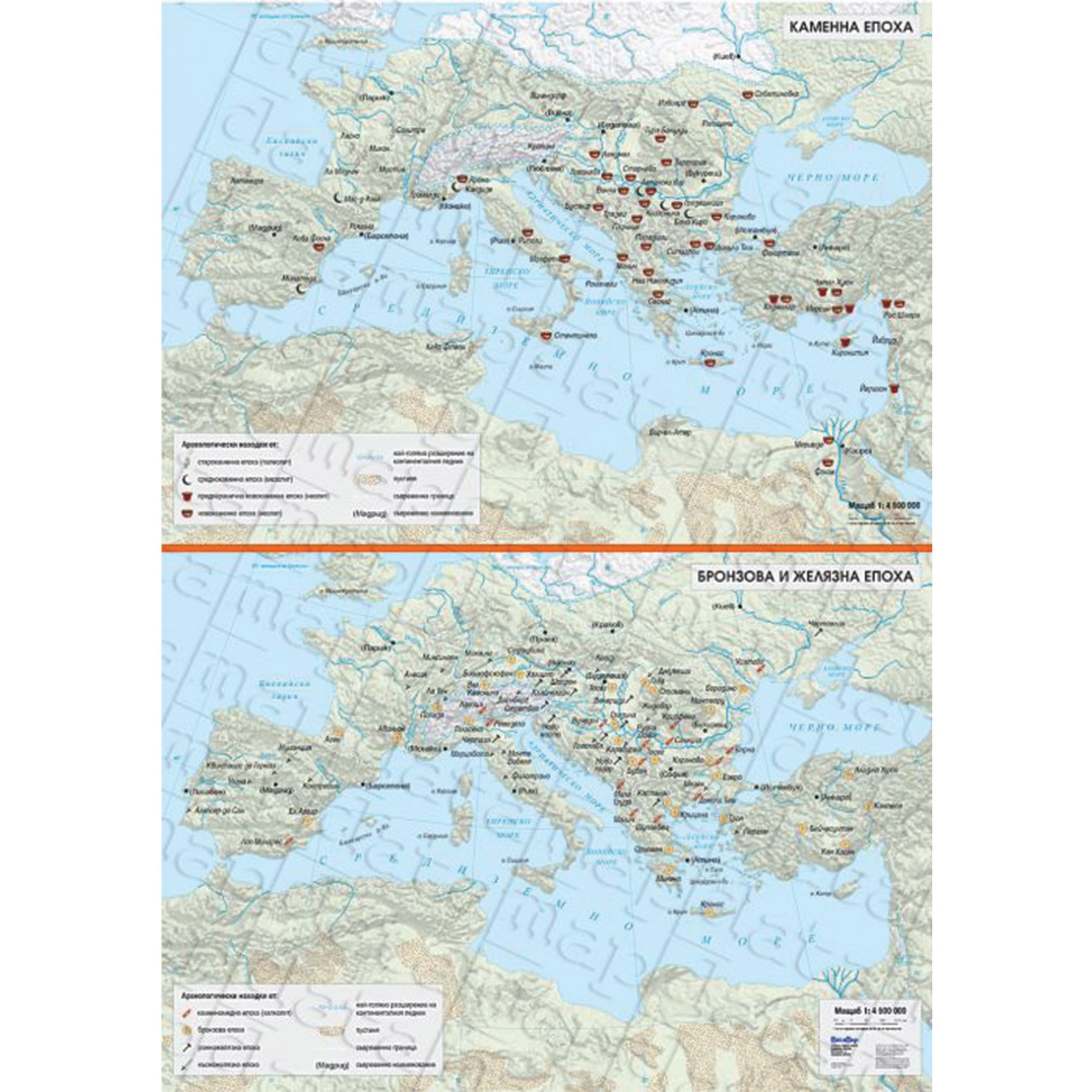 Map Stone Age. Bronze and Iron Age
