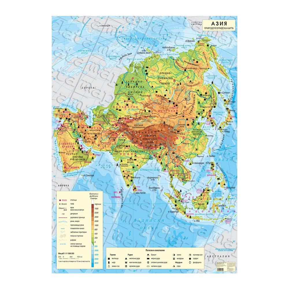 DataMap Physical-Geographical Map of Asia, 100 x 140 cm