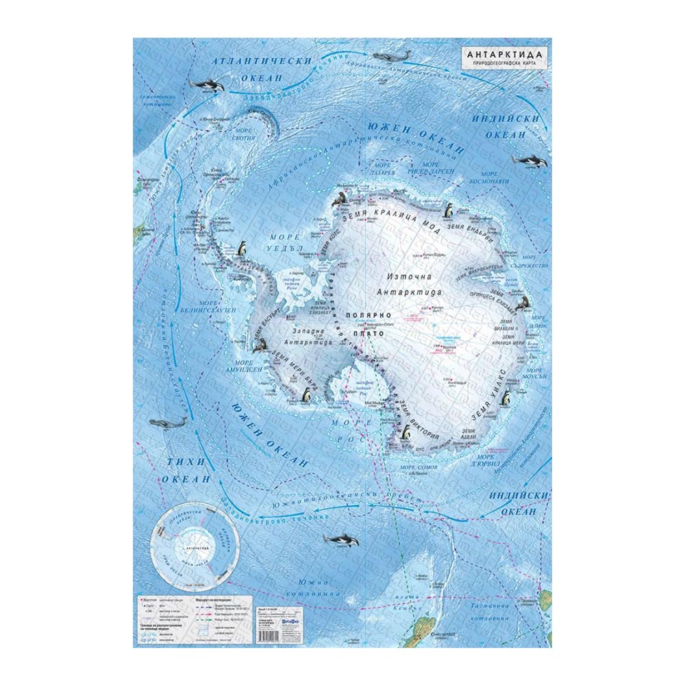 DataMap Physical-geographic map of Antarctica, 70 x 100 cm