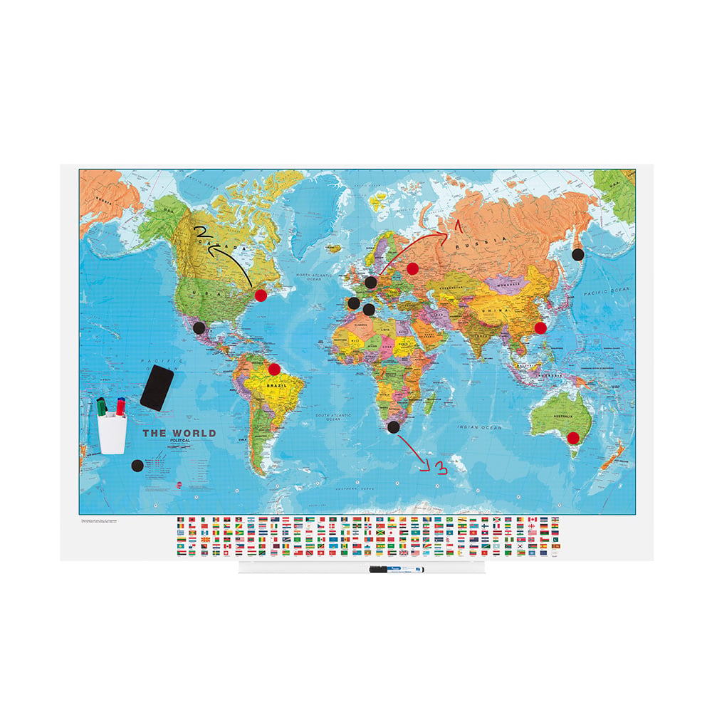 Rocada World map Skin Map, on board, magnetic, 100 x 150 cm