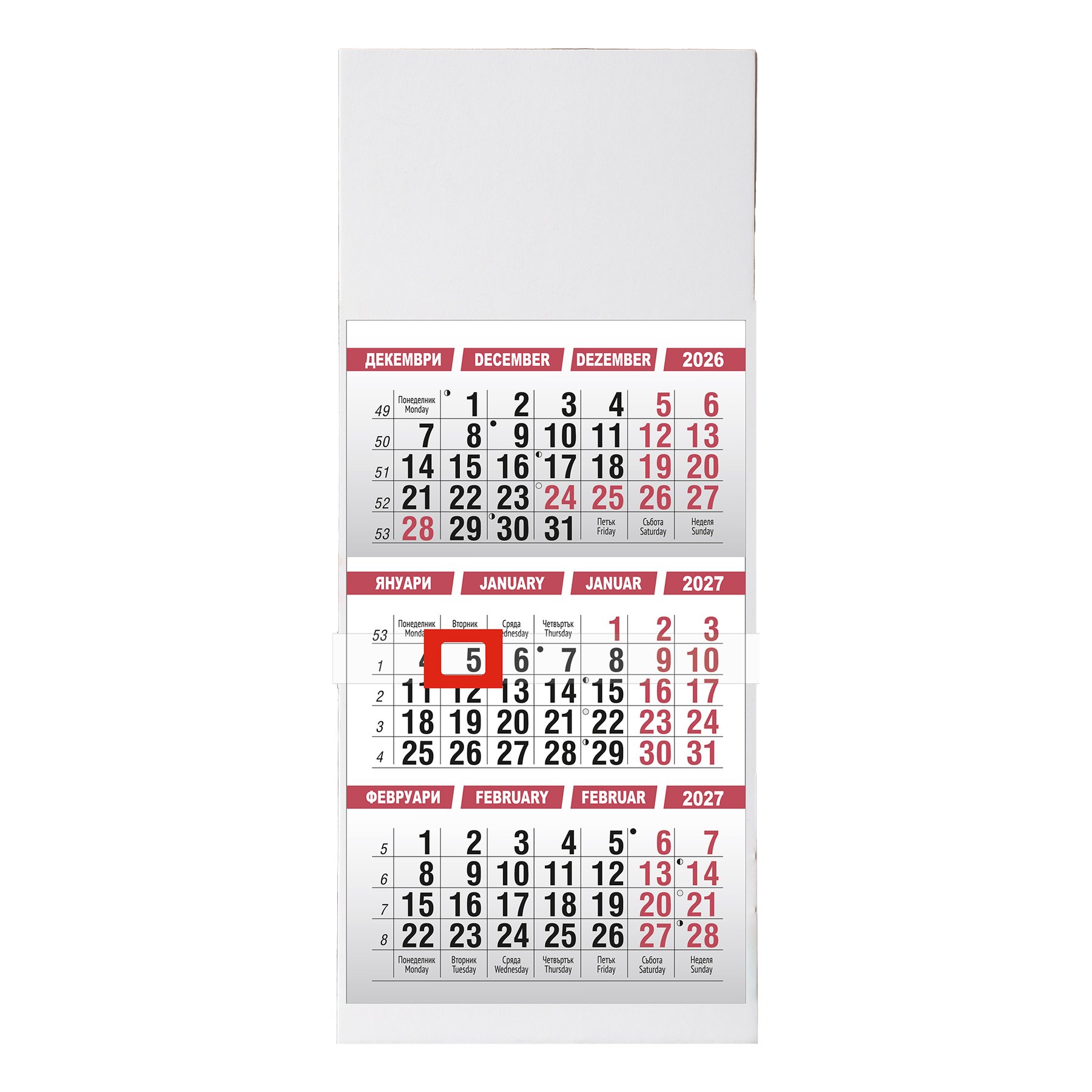 Calendar, desk, pyramid type, black