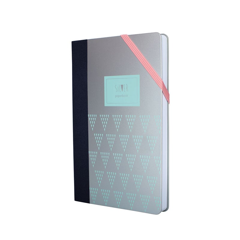 Milan Notebook Silver, A5, wide ruled, with elastic, 80 g, 104 sheets, assorted colors