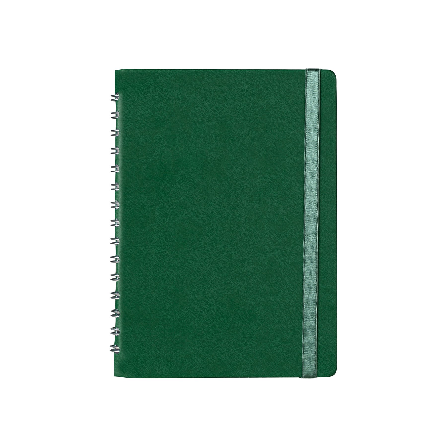 Diary-calendar, A5, dated, with spiral and elastic band, luxury, green