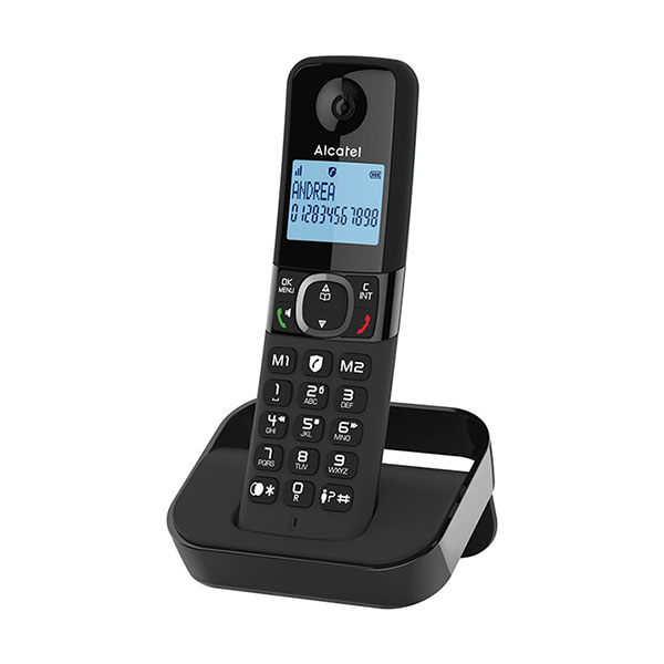 Phone Alcatel DECT F860, cordless, black, list of missed calls 50 numbers, AAA