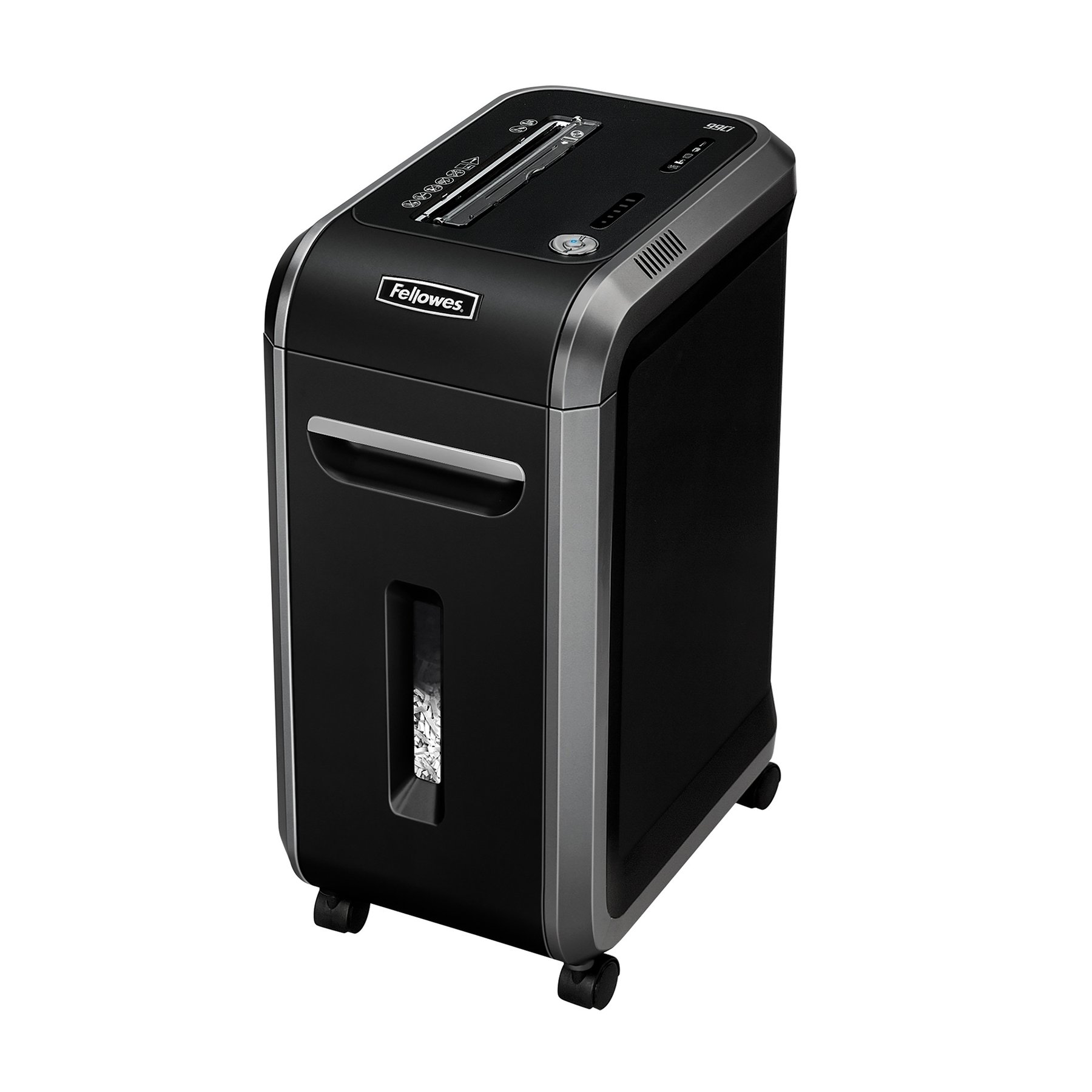 Shredder for destruction of documents Fellowes Powershred 99Ci, 100% Jam Proof, Cross-Cut, 34 L, P-4, time for work 30 min, time for rest 40 min