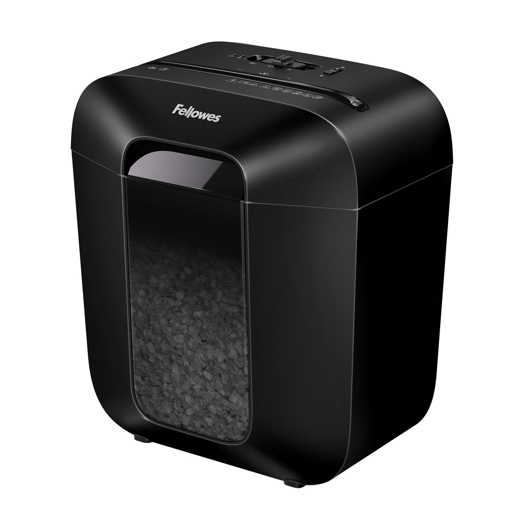 Shredder for destruction of documents Fellowes Powershred LX25M, P-4, Mini-Cut, 11.5 L, black, time for rest 30 min