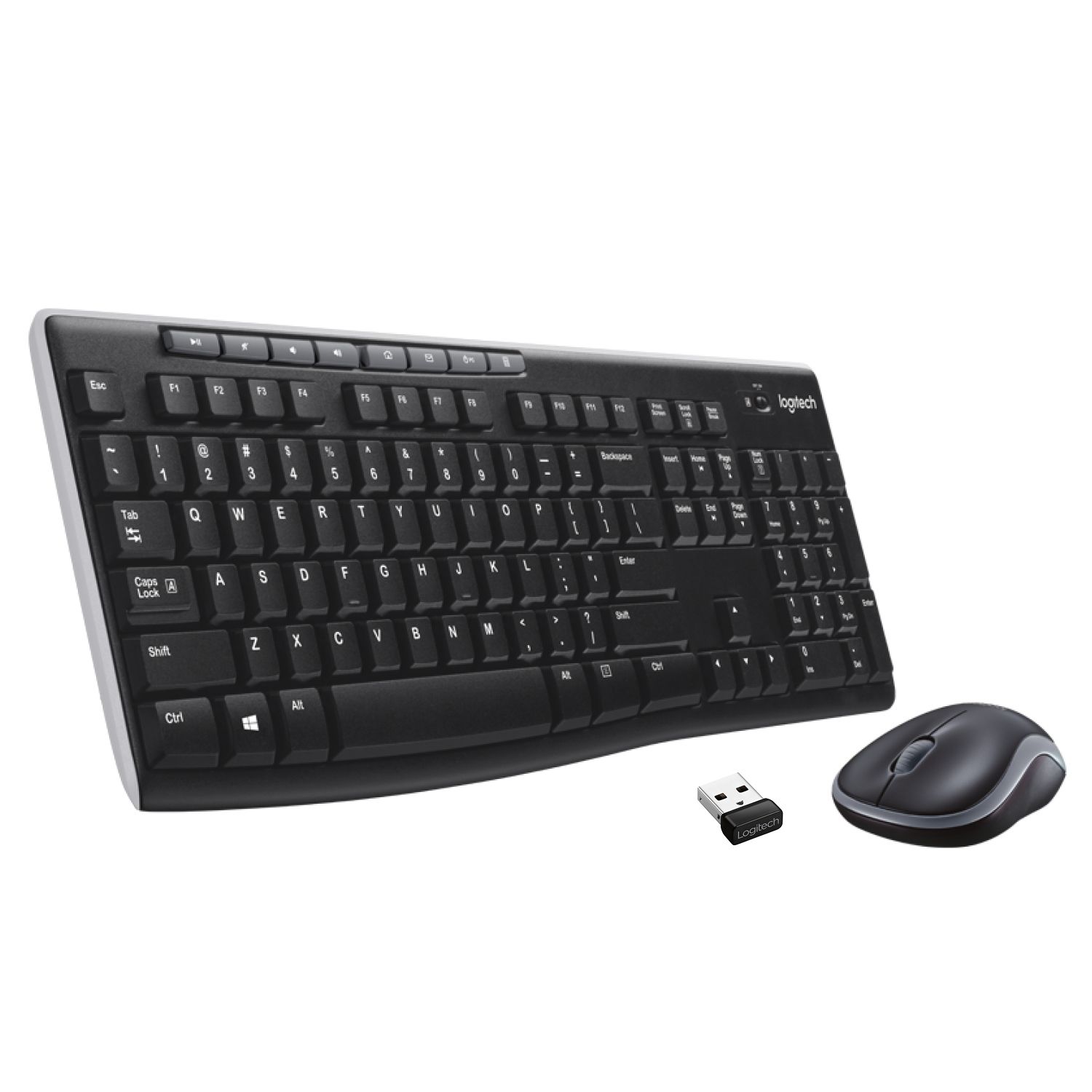 Set Logitech - keyboard and mouse, wireless, black, USB, AAA/AA, 8 fast buttons