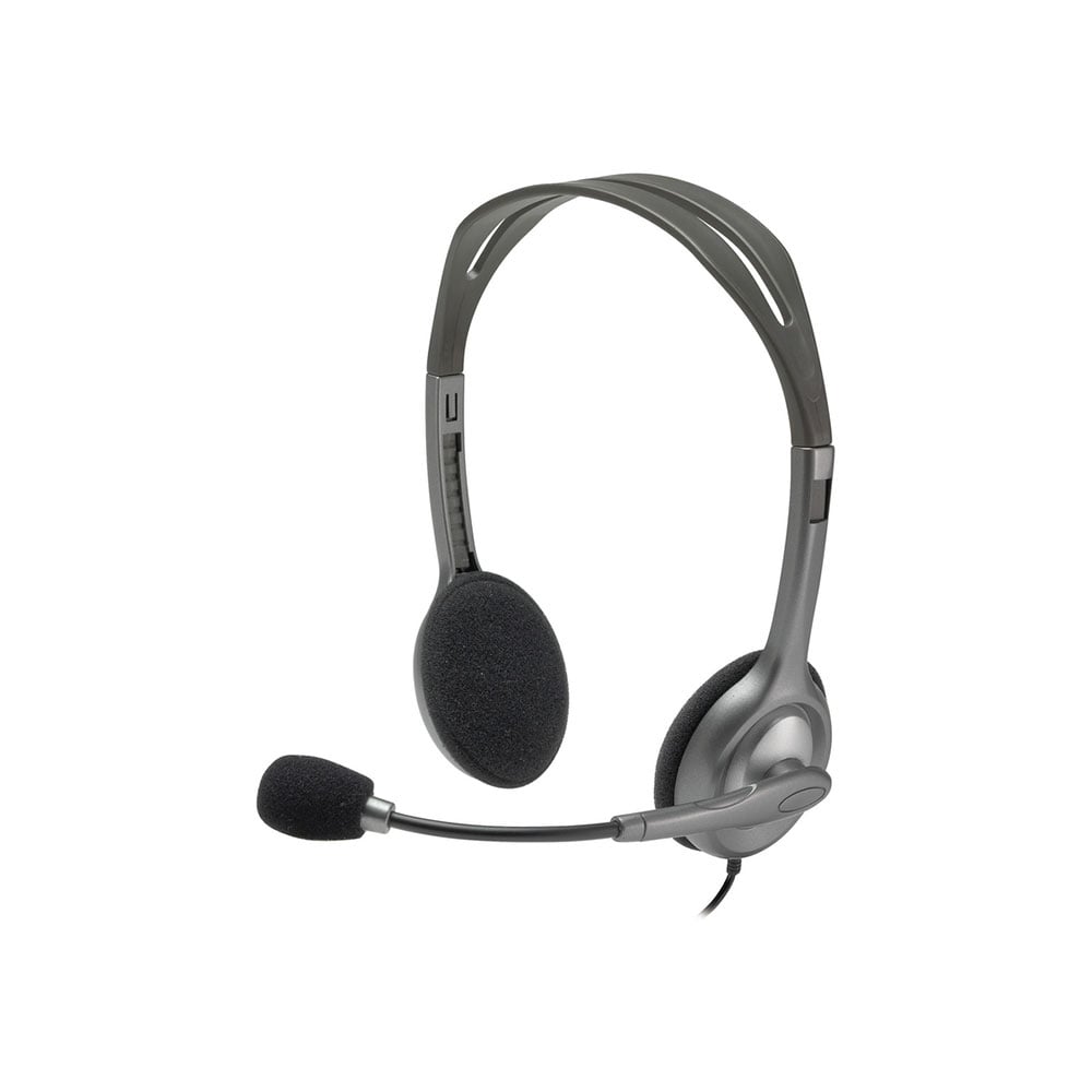 Headphones Logitech H110, with microphone, 3.5 mm jack, 58 dB, 100 - 16000 Hz, 1.8 m cable, silver