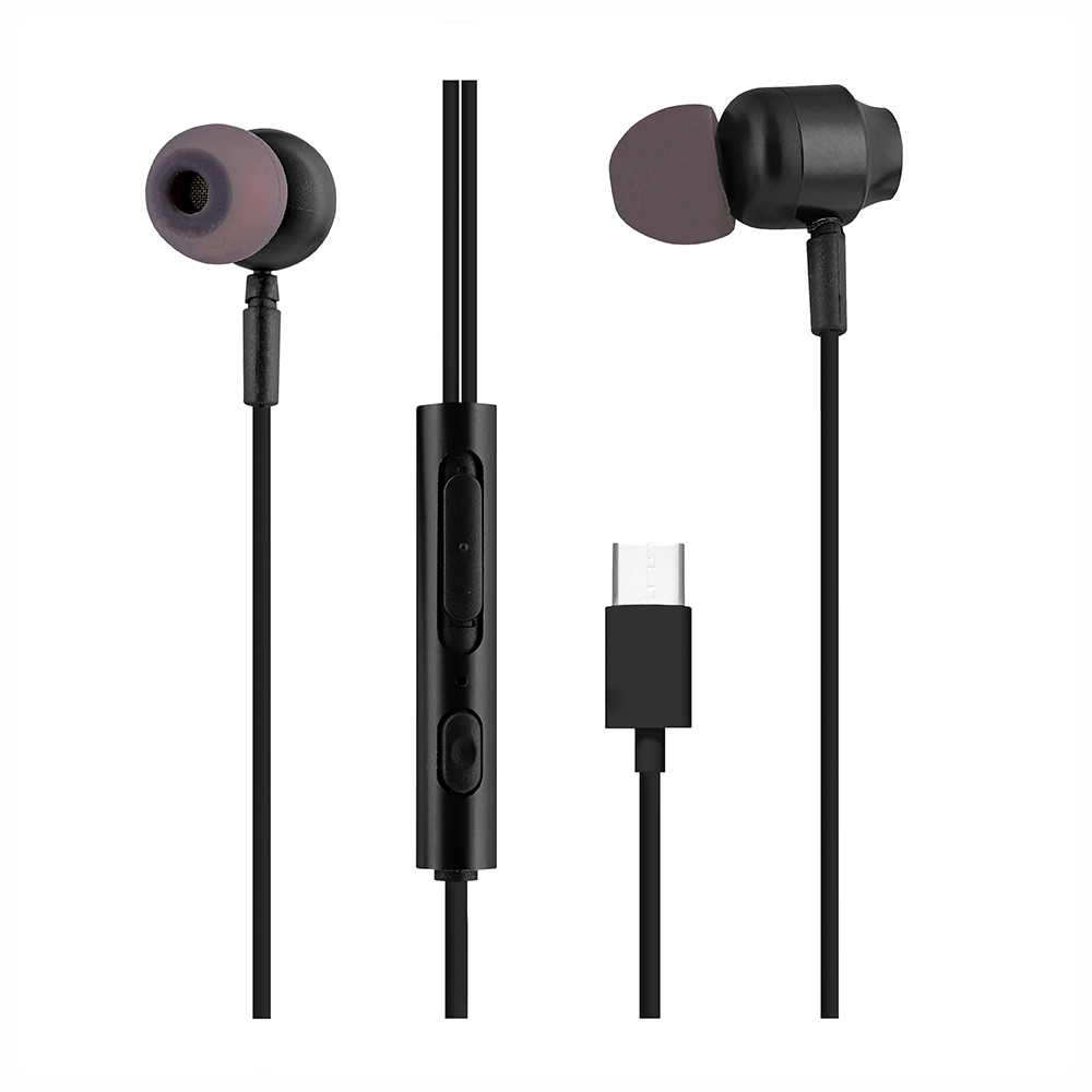 Headphones TNB C-Buds, with earplugs, USB Type C, 95 dB, maximum power 60 mW, 1.2 m cable, black