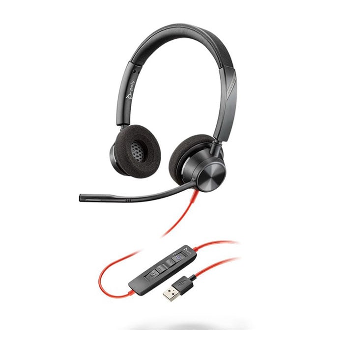 Headphones Poly Blackwire C3320, wired, with microphone, USB Type A, 94 dB