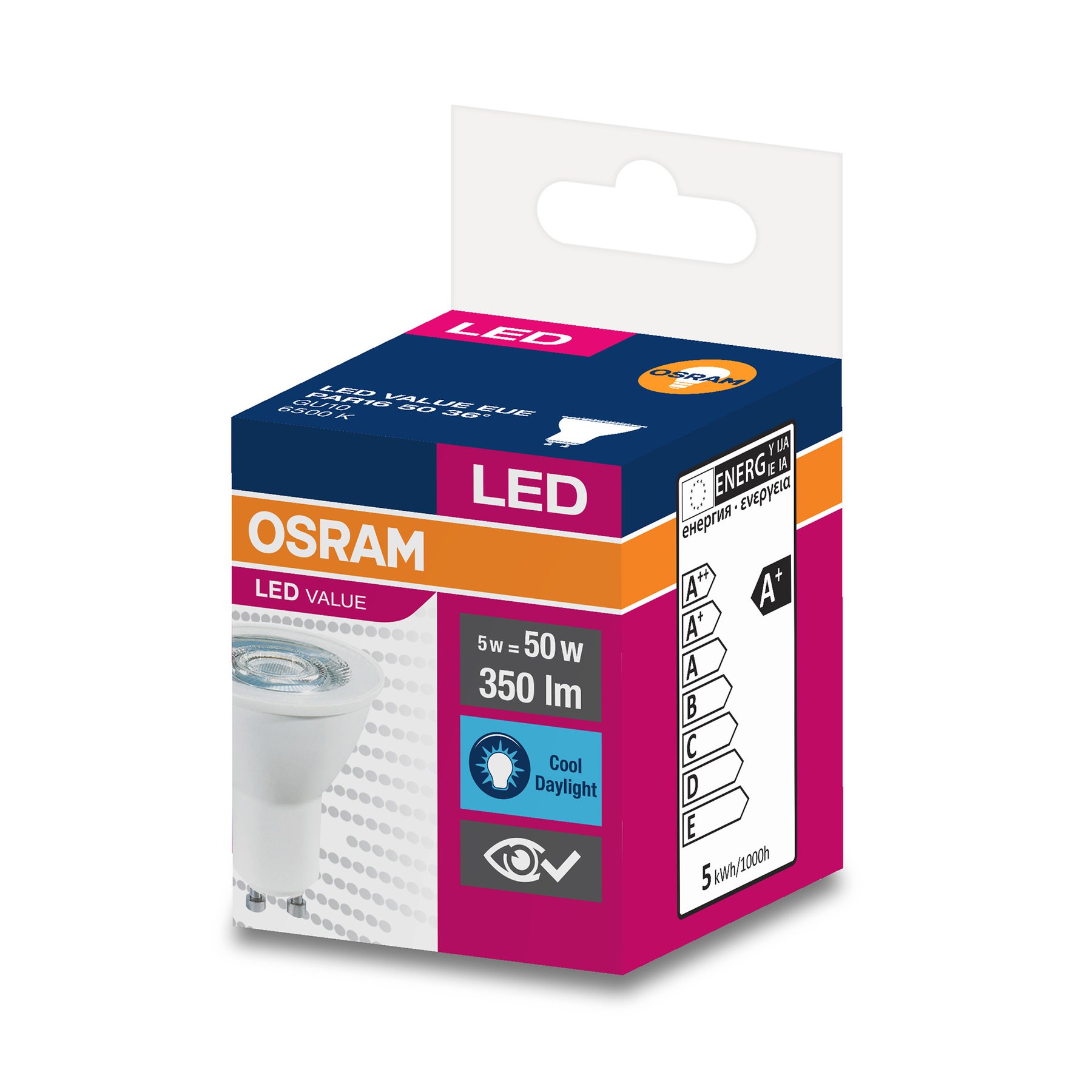 Bulb Osram LED, GU10, 5W, 230V, 350 lm, 6500K