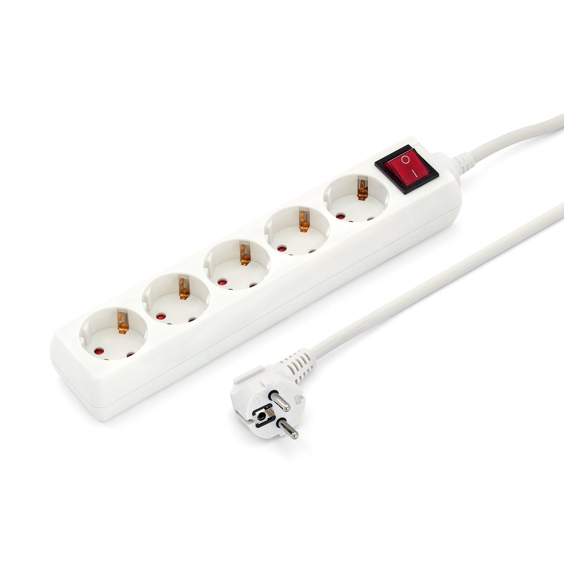 Power strip, 5 sockets, 3 m cable, with switch