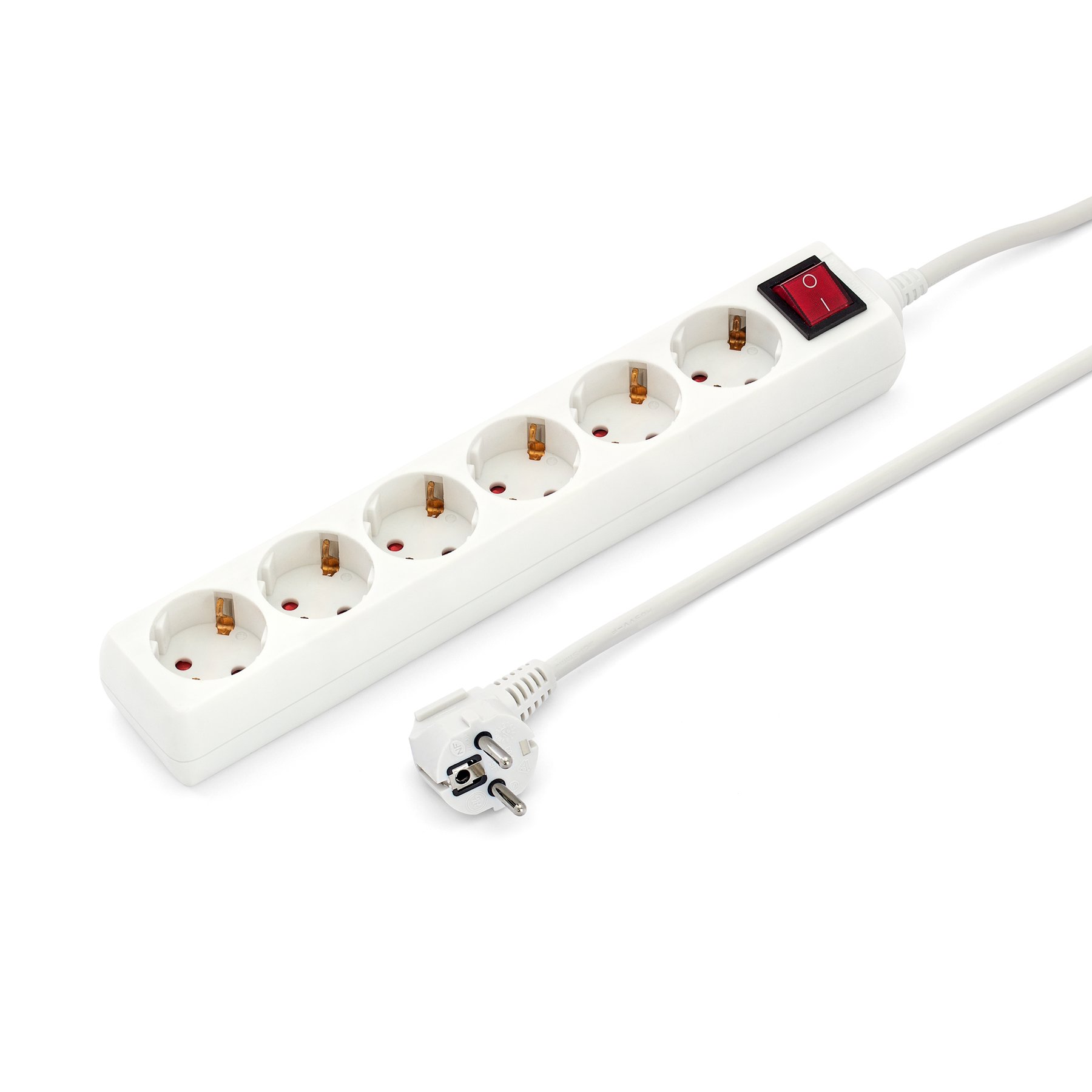 Power strip, 6 sockets, 3 m cable, with switch