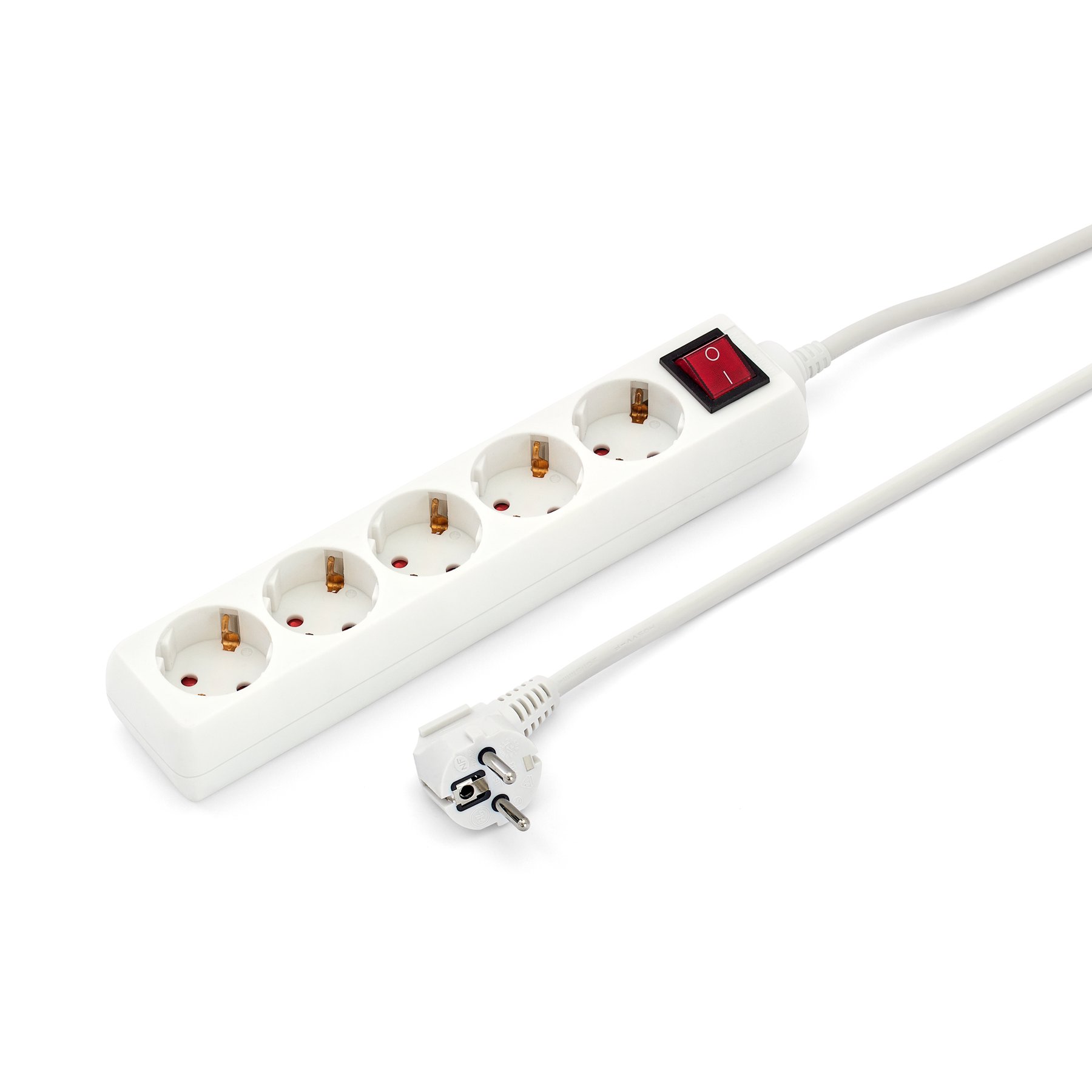 Power strip, 5 sockets, 5 m cable, with switch