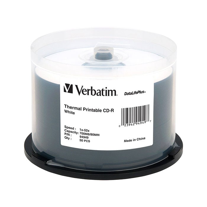 CD-R Verbatim, 700 MB, 52x, with white coating for inkjet printing, 50 counts in spindle
