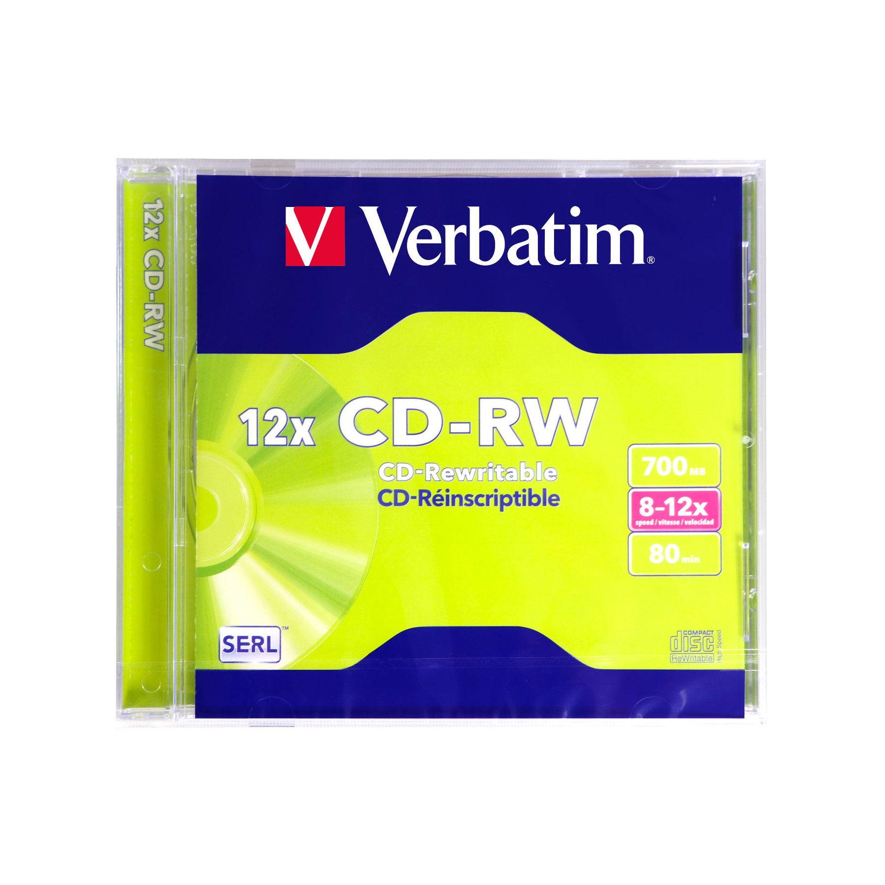 CD-R VerbatimW, rewritable, 700 MB, 12x, with coating against scratch, in box