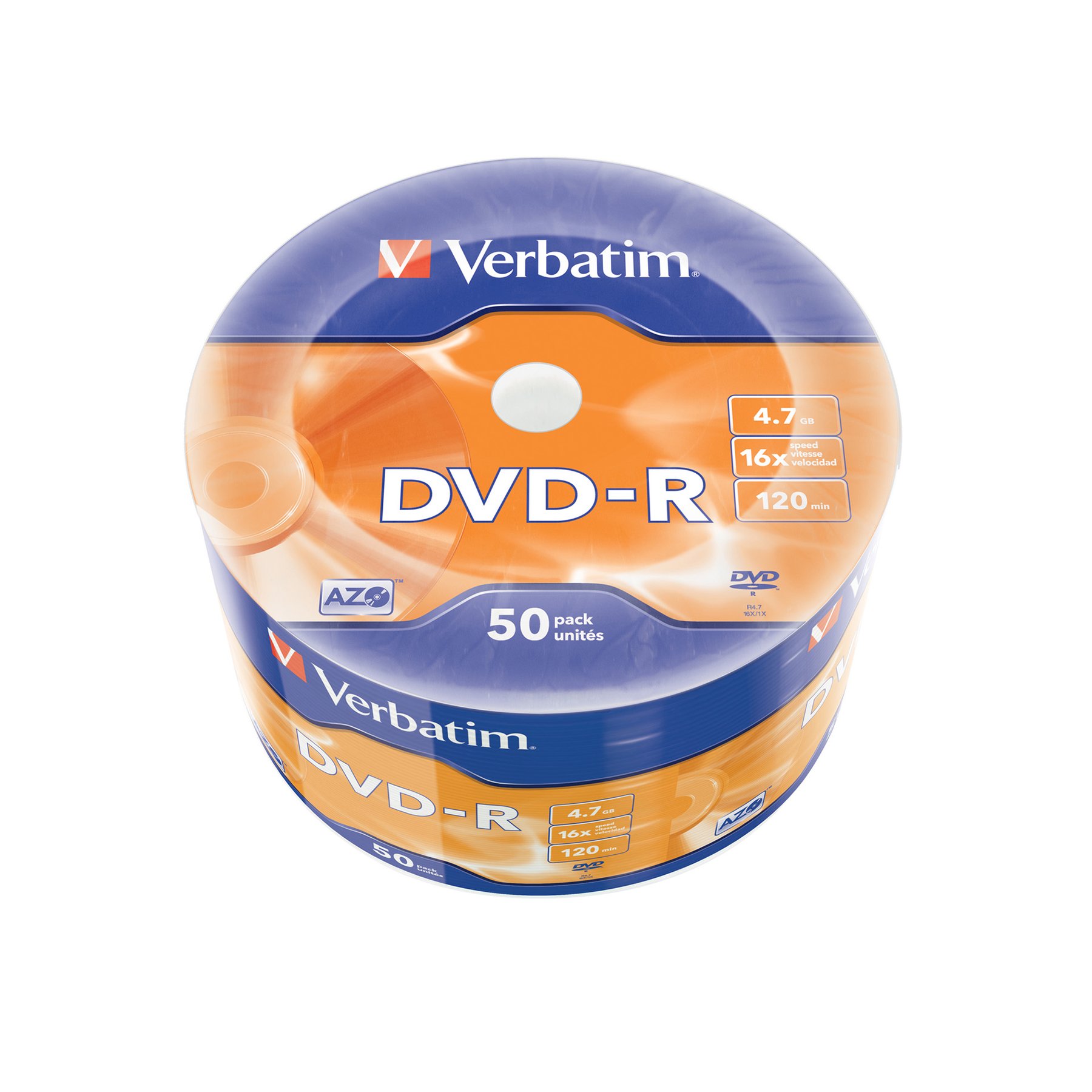 DVD-R Verbatim, 4.7 GB, 16x, AZO coating, 50 counts, foiled