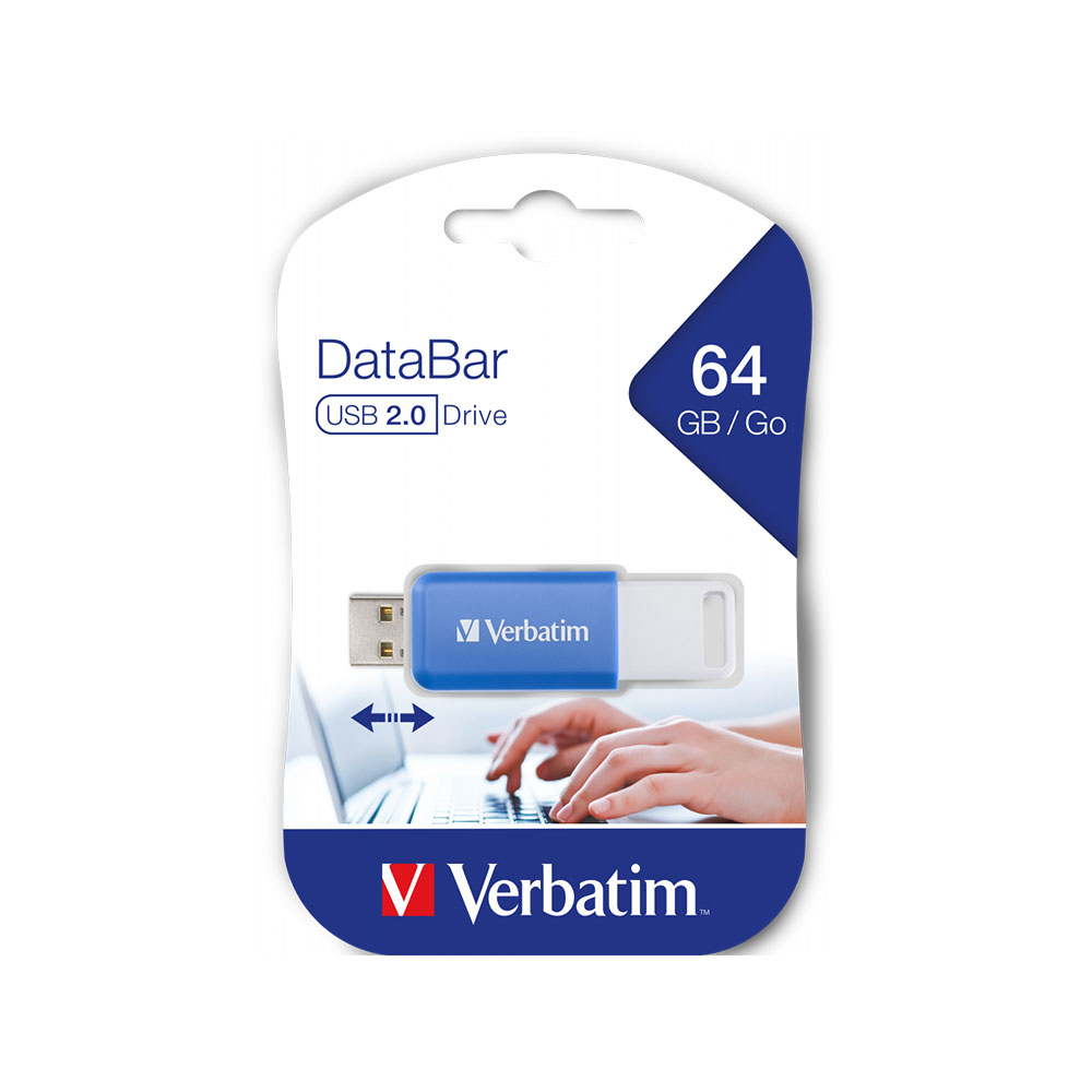 USB flash drive memory stick DataBar Verbatim, USB 2.0, 64 GB, blue