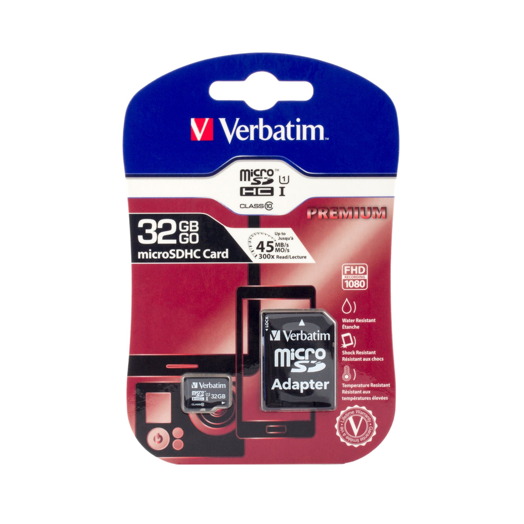 Card memory Verbatim, microSDHC, UHS-I, U1, Class 10, 32 GB, with included SD adapter