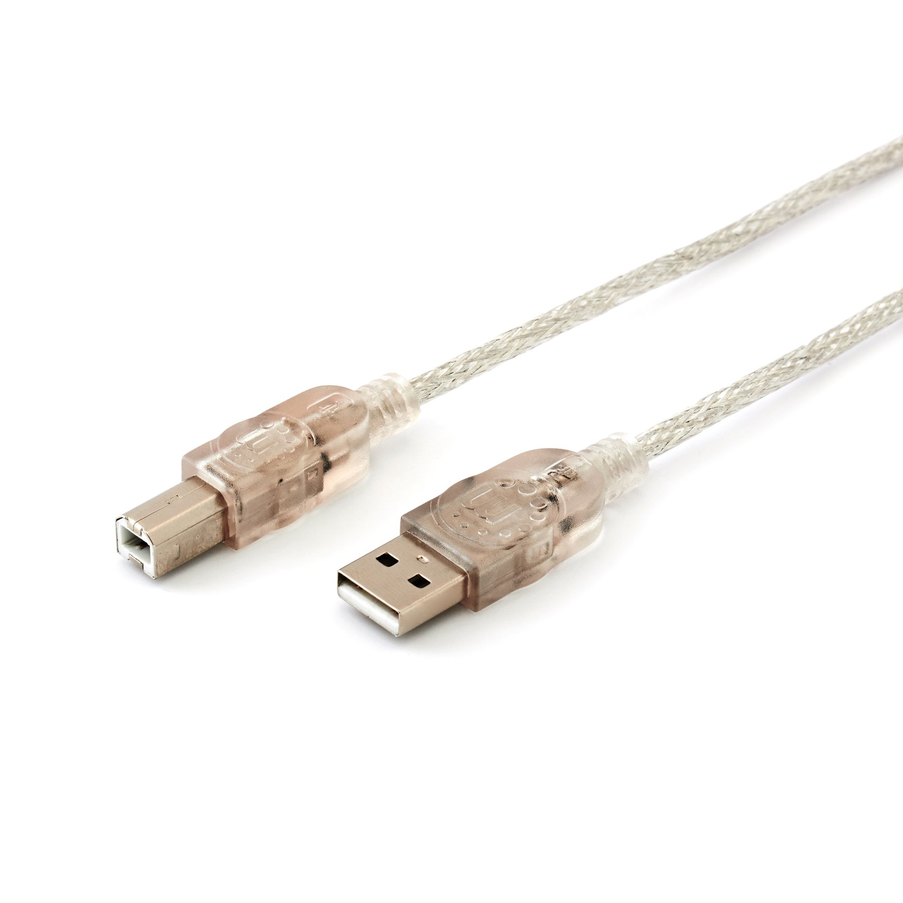Cable Manhattan, USB 2.0 A Male/USB 2.0 B Male, 1.8 m, transparent, USB-A, USB Type B