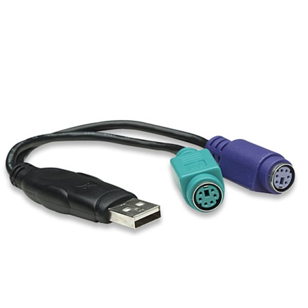 Adapter Manhattan, PS/2 to USB 2.0 A Male, with two PS/2 branches, female USB A