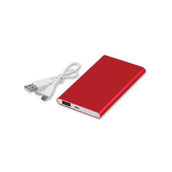 Power bank Flatfour, 4 000 mAh, red