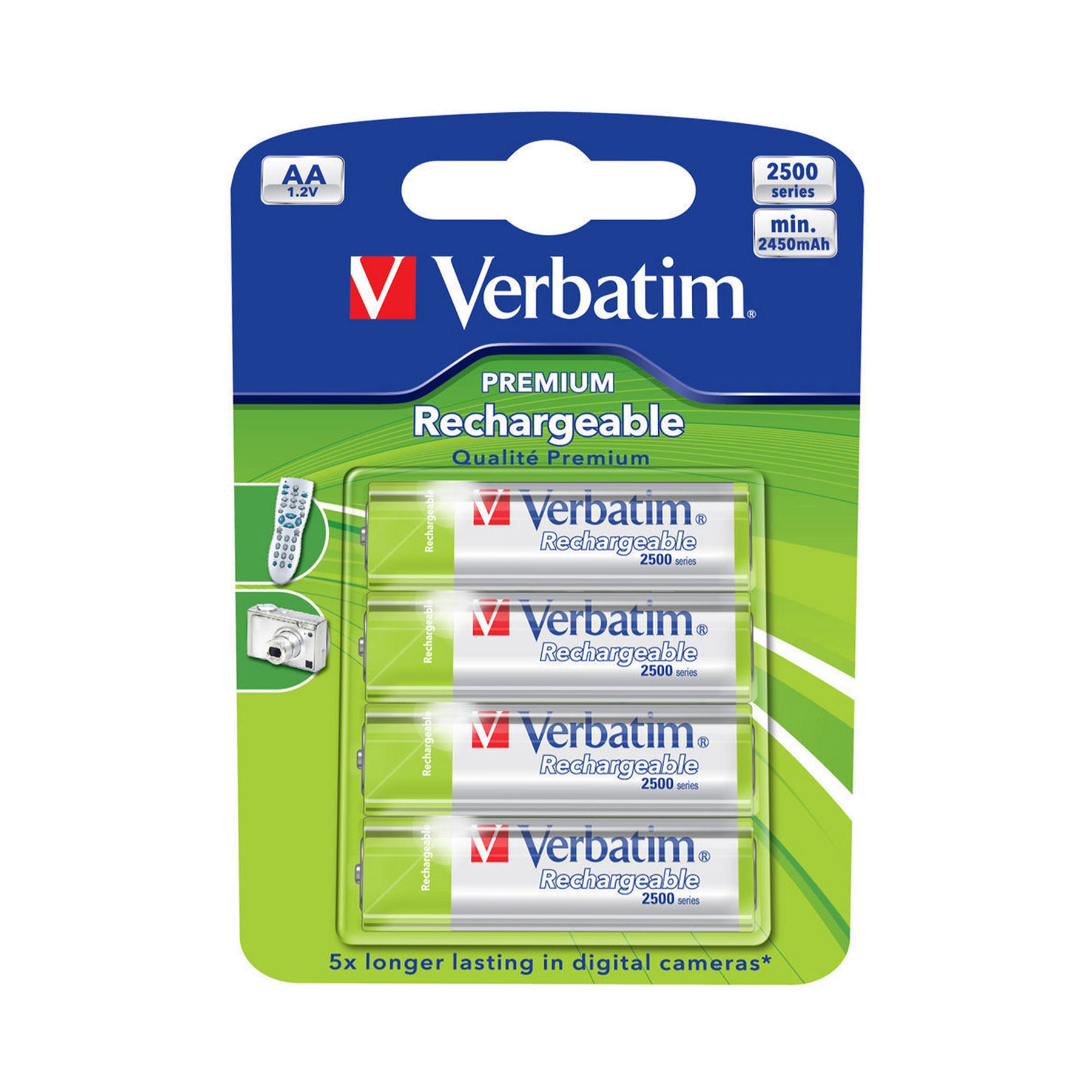 Rechargeable battery Verbatim, AA, HR6, 2500 mAh, 4 count