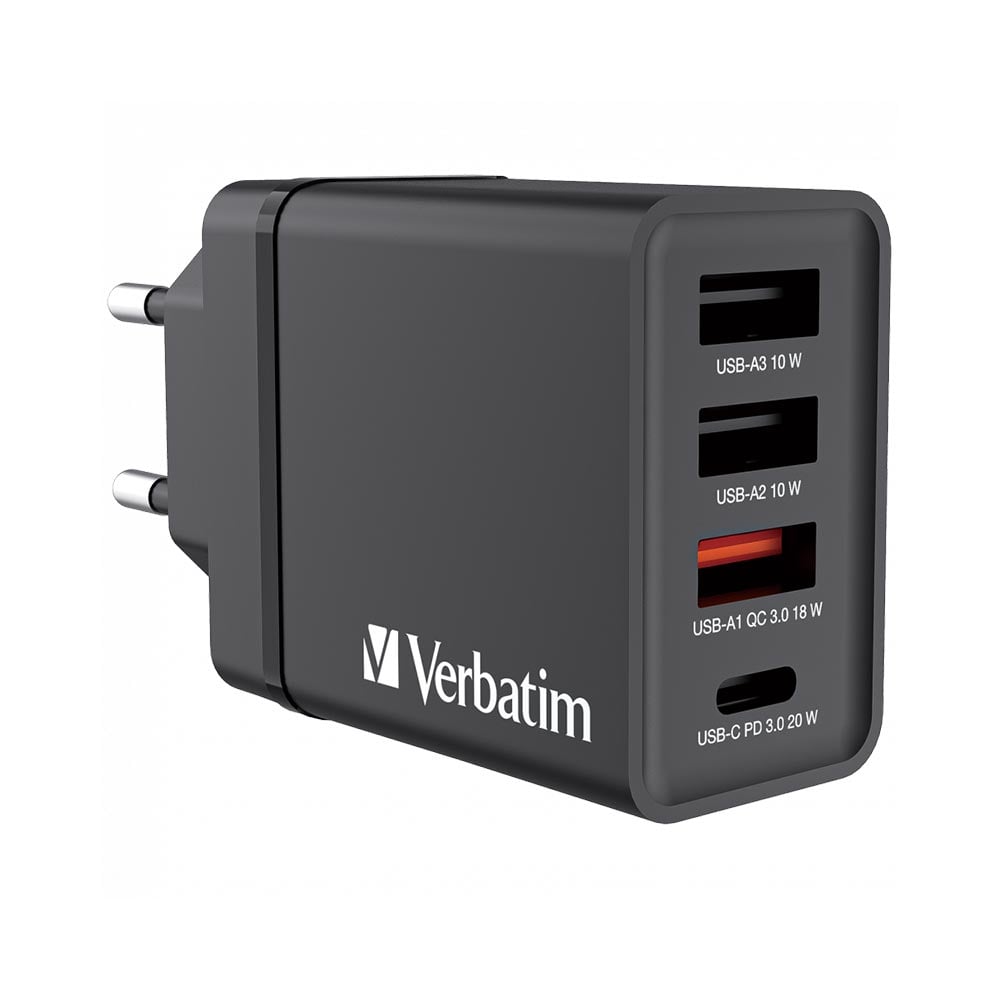 Adapter Verbatim, 4 ports 3xUSB Type-A, 1xUSB Type-C, 30 W