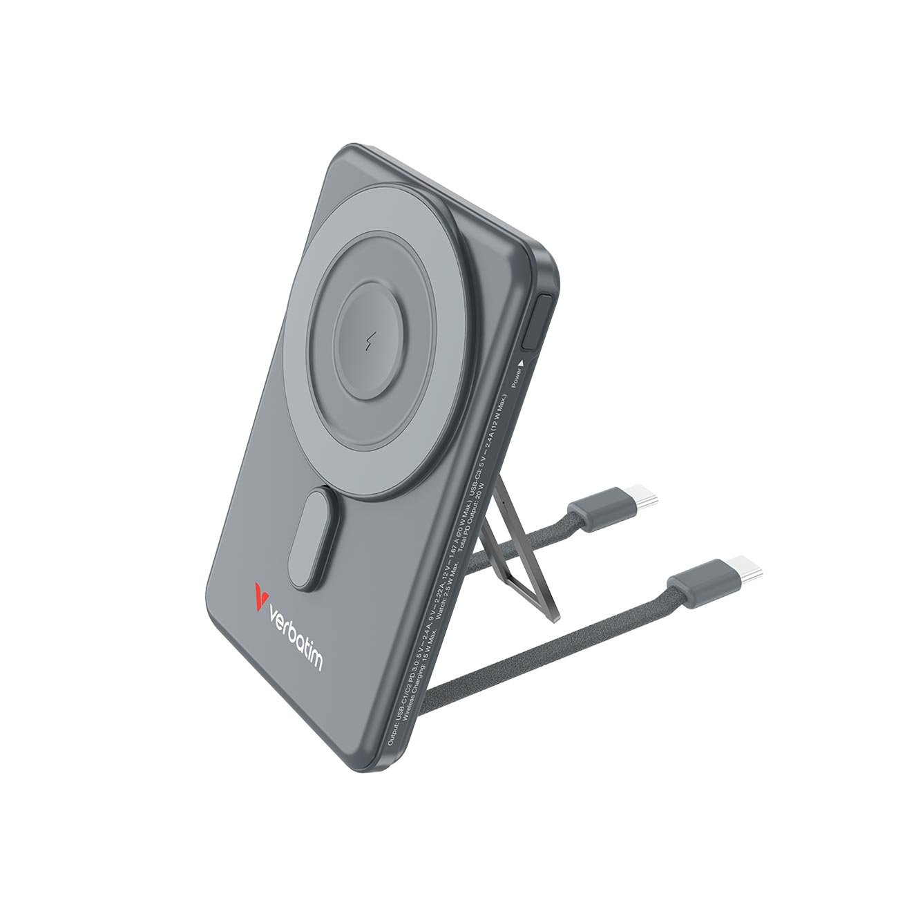 External battery Verbatim Charge n'Go, 5000 mAh, with 2 cable, USB Type-C, gray