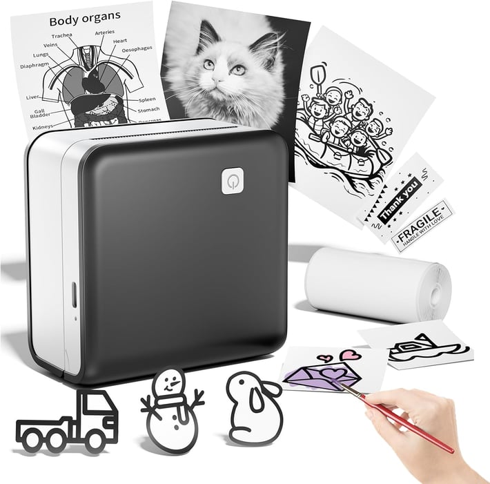 Принтер Phomemo M02 PRO-BK, преносим, мини, без мастило, максимална широчина на етикета 53 mm, черен