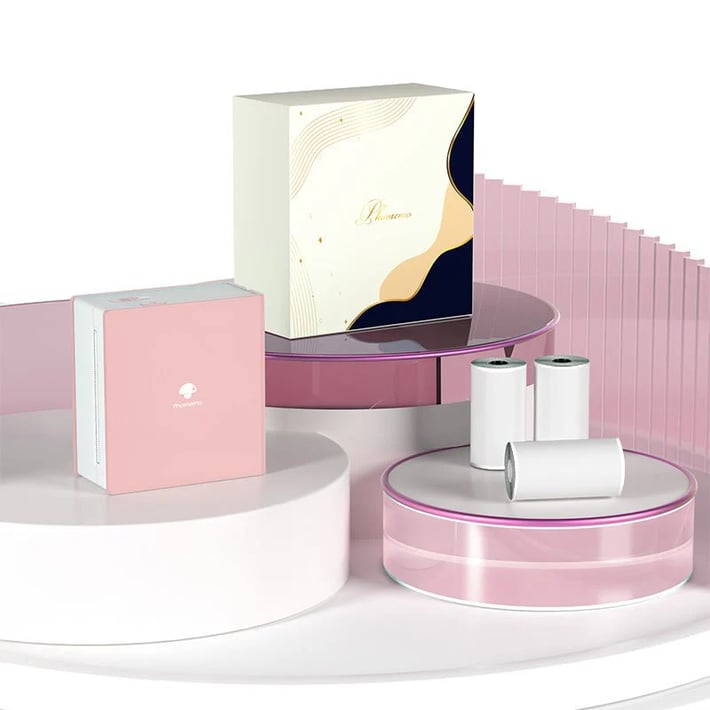 Принтер Phomemo M02-PK, преносим, мини, без мастило, максимална широчина на етикета 53 mm, розов