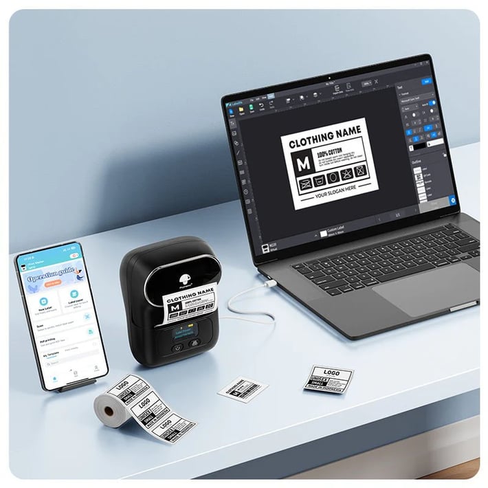 Принтер Phomemo M110-BK, мини, без мастило, максимална широчина на етикета 50 mm, черен