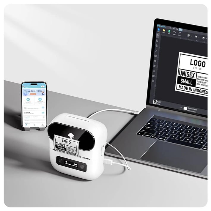 Принтер Phomemo M220-PL, мини, без мастило, максимална широчина на етикета 75 mm, лилав