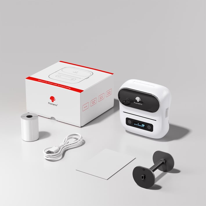 Принтер Phomemo M220-WH, мини, без мастило, максимална широчина на етикета 75 mm, бял