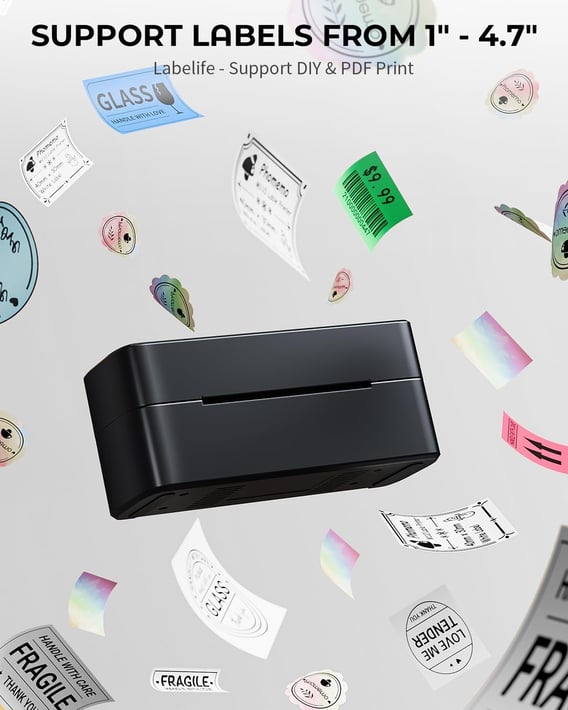 Принтер за етикети Phomemo PM-241-BTZ-BK, максимална широчина на етикета 117 mm