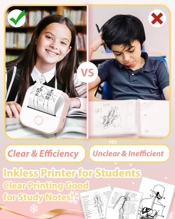 Принтер Phomemo T02-PKX, преносим, мини, без мастило, розов, максимална широчина на етикета 53 mm