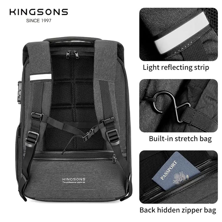 Kingsons Metroshield Backpack, 17", grey