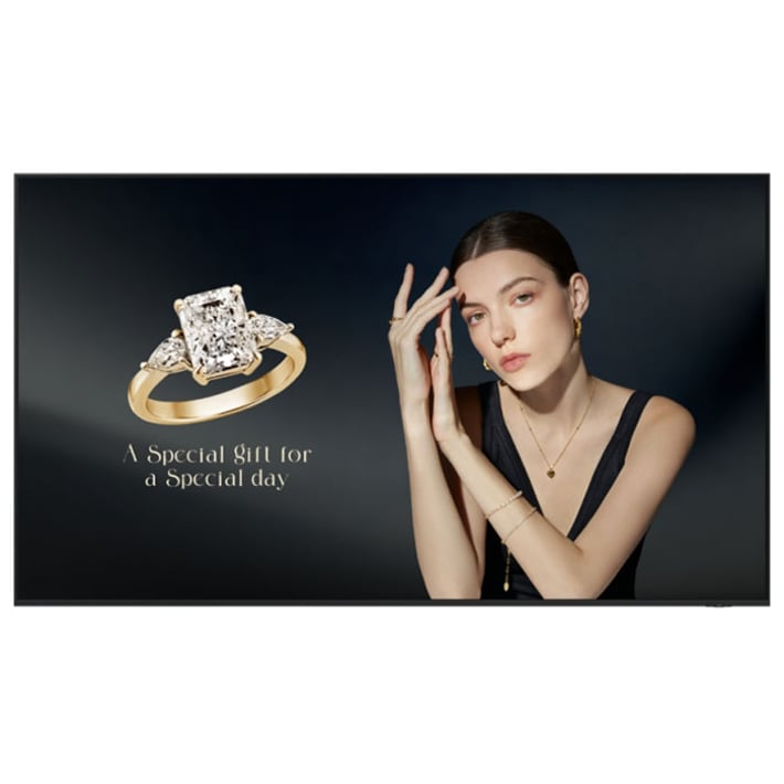 Професионален дисплей Samsung QH115FX, 115'', Ultra HD, VA, 24/7, 6.5 ms, 1000 cd/m2, 3840 x 2160, 3 HDMI, 2 USB