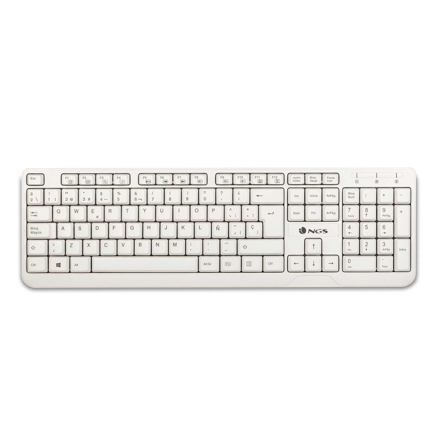 Keyboard NGS Spike, with cable 1.4 m, cyrillic, USB, 12 fast buttons, white