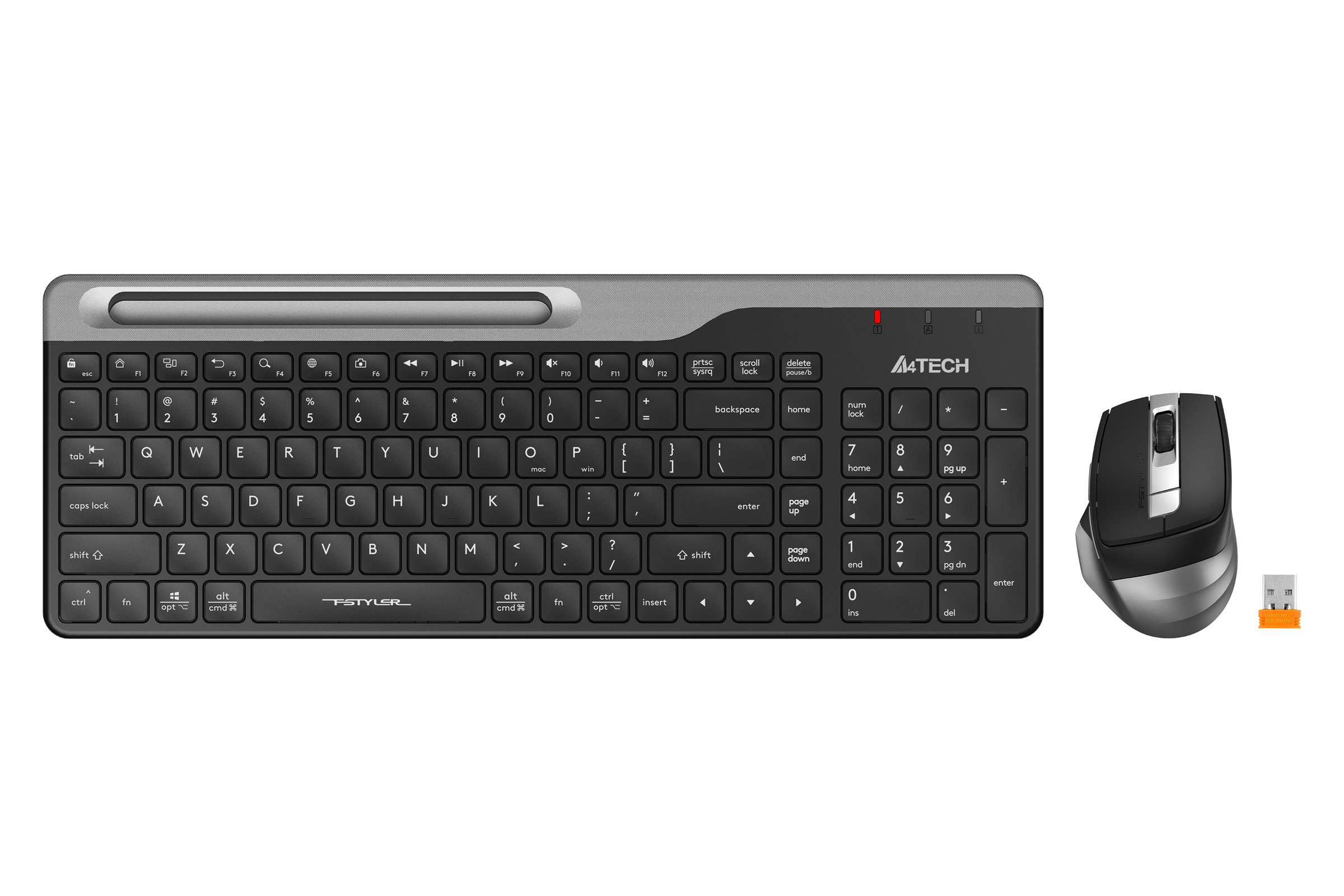 Set A4Tech - keyboard and mouse Fstyler FB2535CS, 2.4 GHz, Bluetooth, Nano USB, AA, gray