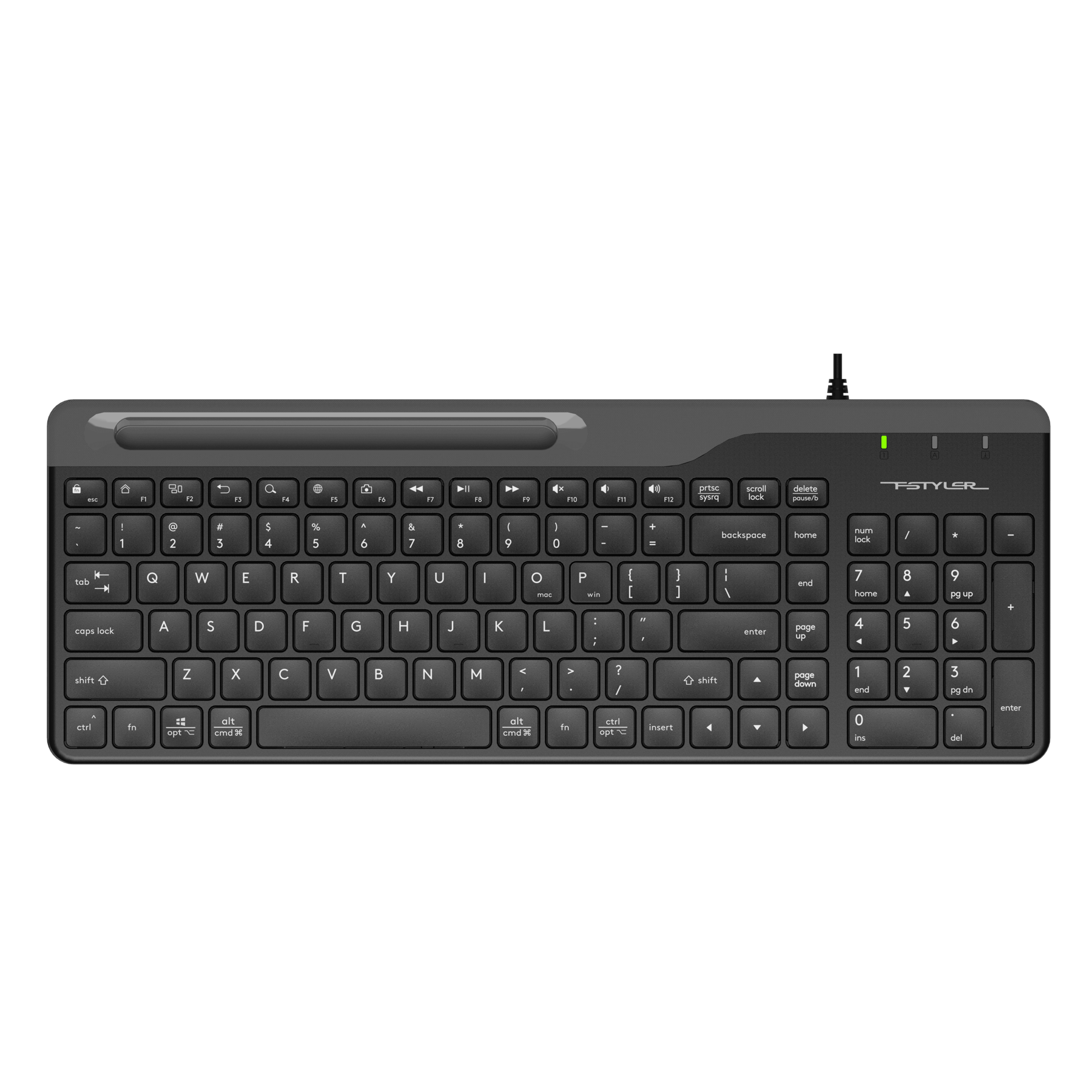 Keyboard A4Tech Fstyler FK25, with cable 1.5 m, USB, black