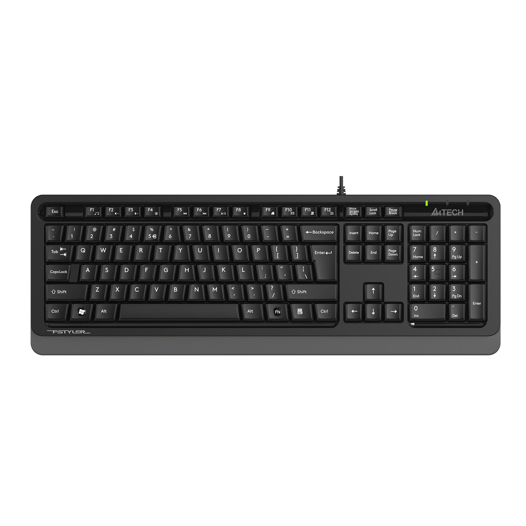 Keyboard A4Tech Fstyler FKS10, with cable 1.5 m, USB, black