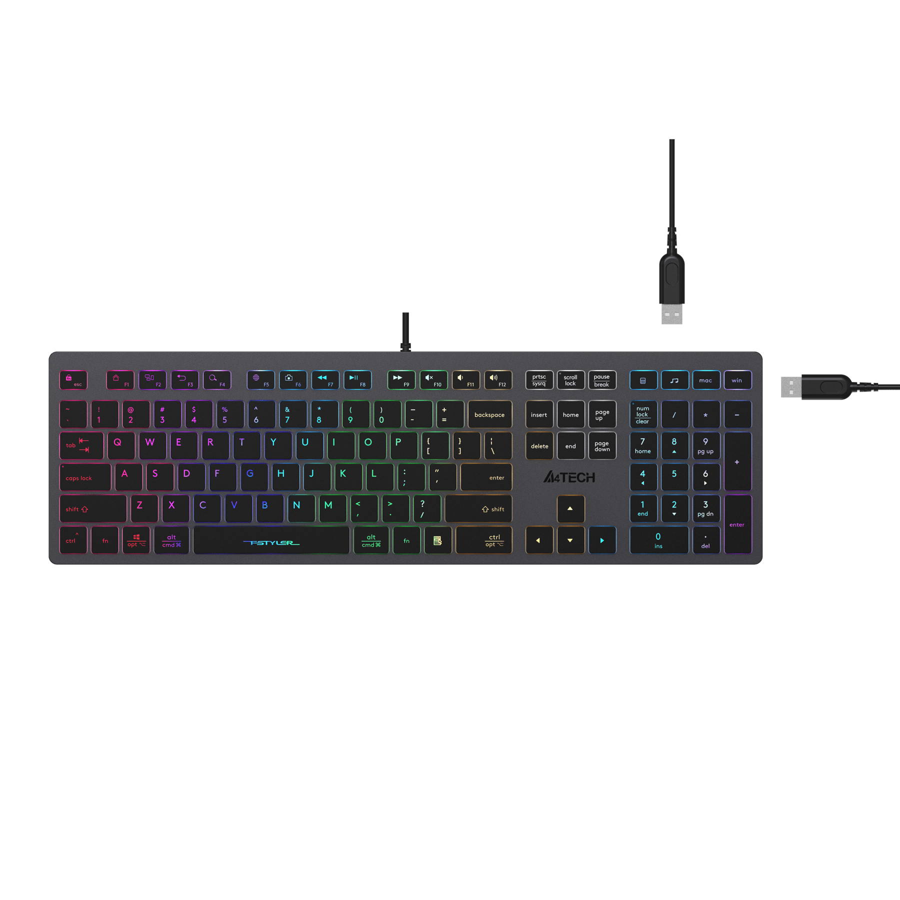 Keyboard A4Tech Fstyler FX60H, X-Key, with cable 1.5 m, black, USB