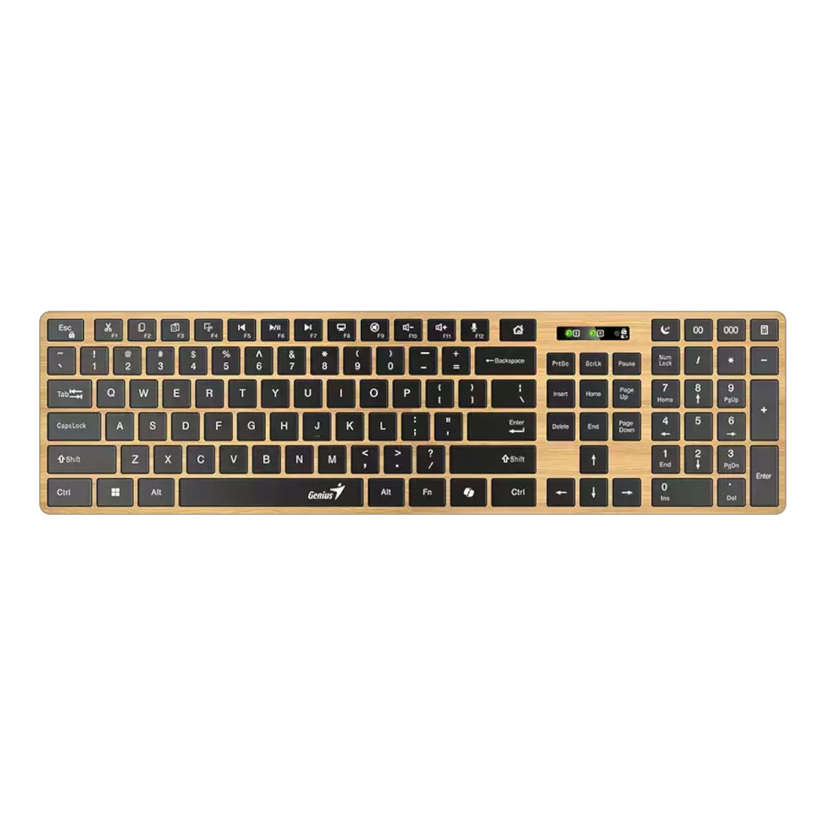 Keyboard Genius Slimstar 7250BT, wireless, AI Copilot, Bluetooth/USB, 12 fast buttons, AAA, wooden