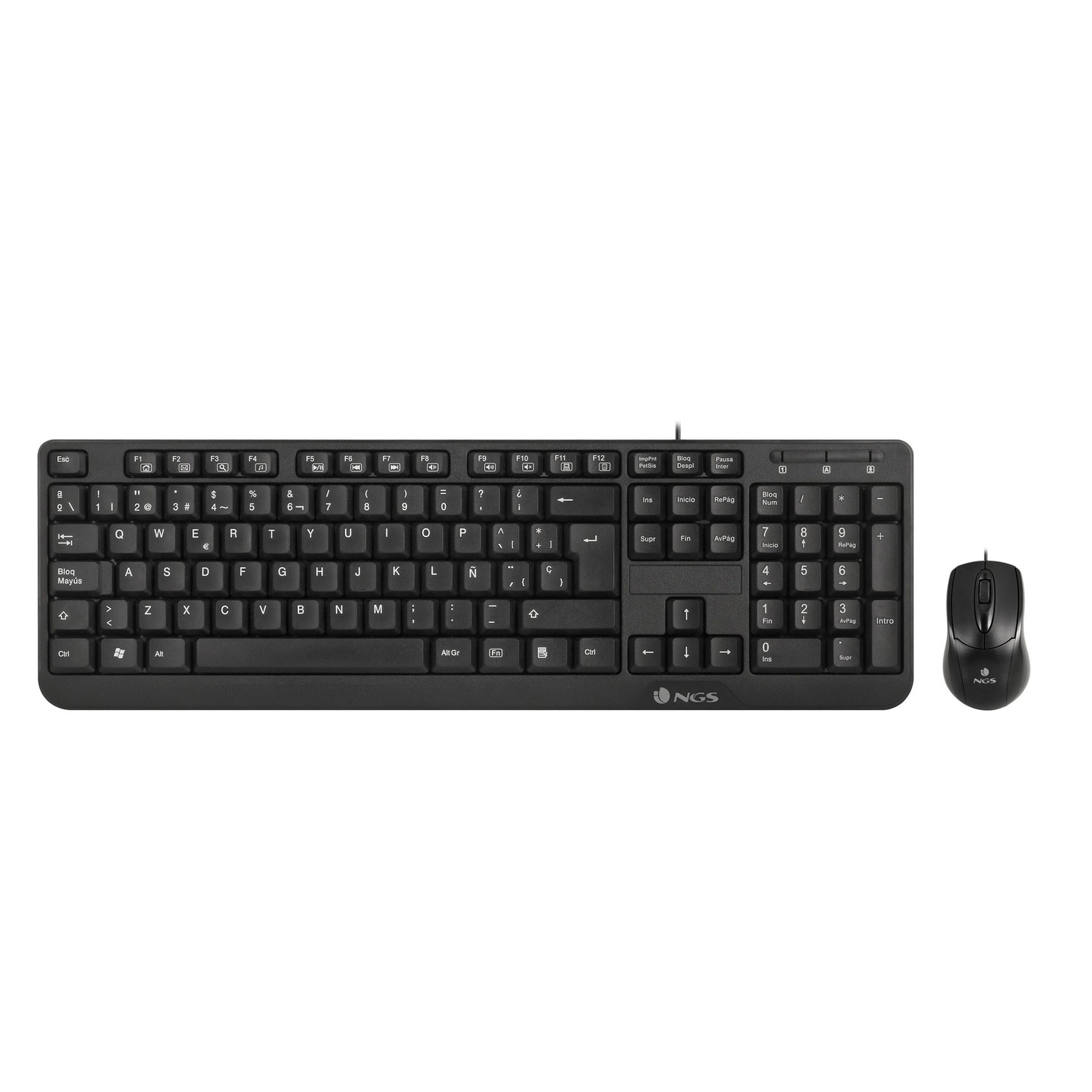 Set NGS - keyboard and mouse Cocoa, with cable, USB, with cyrillicization, 3 mouse buttons, black