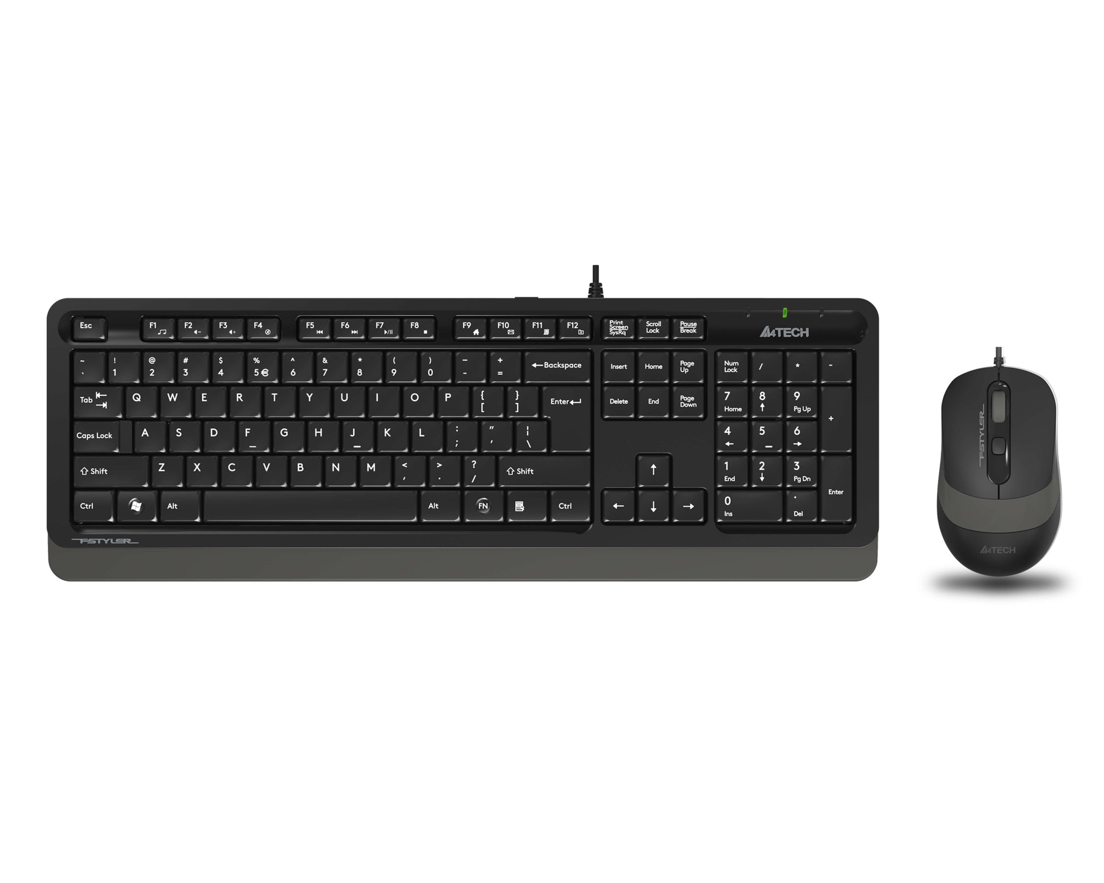 Set A4Tech - keyboard and mouse Fstyler F1010S, with cable 1.5 m, USB, black-gray