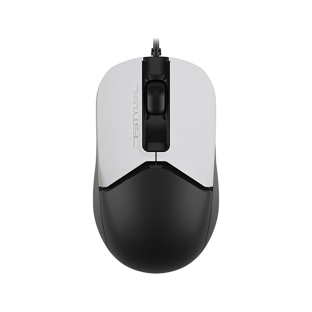 Mouse A4Tech Fstyler FM12S, with cable, silent, USB, 3 buttons, white-black