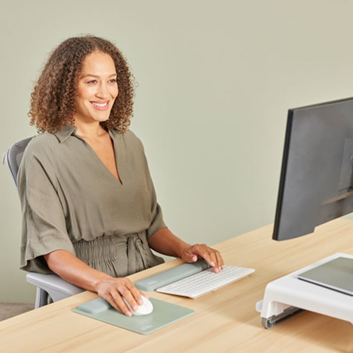 Пад за мишка Fellowes Breyta Hex, 20 x 24 cm, зелен